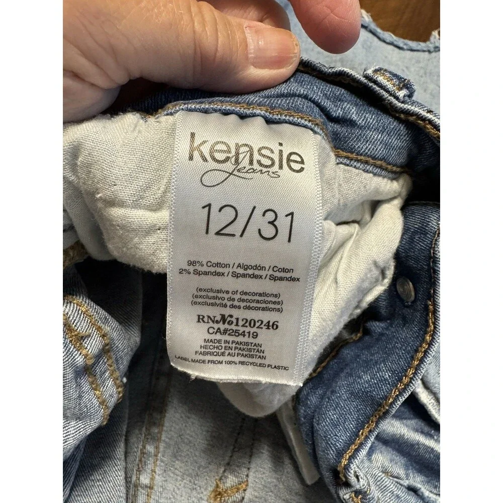 Kensie Jeans Cut Off Denim Shorts Womens 12/31 Blue Mid Rise Zip Fly Distressed